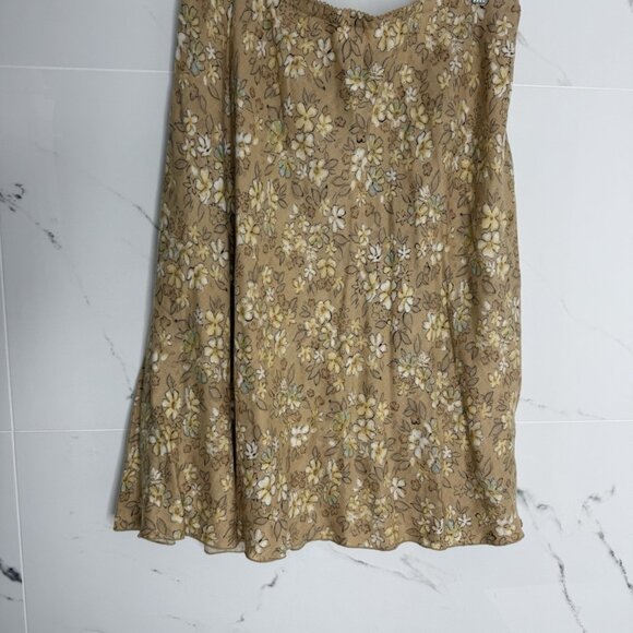 J. Jill Skirt A Line Midi Elastic Waist Linen Floral BeigeSize XLTBeige Cottage - Picture 1 of 6